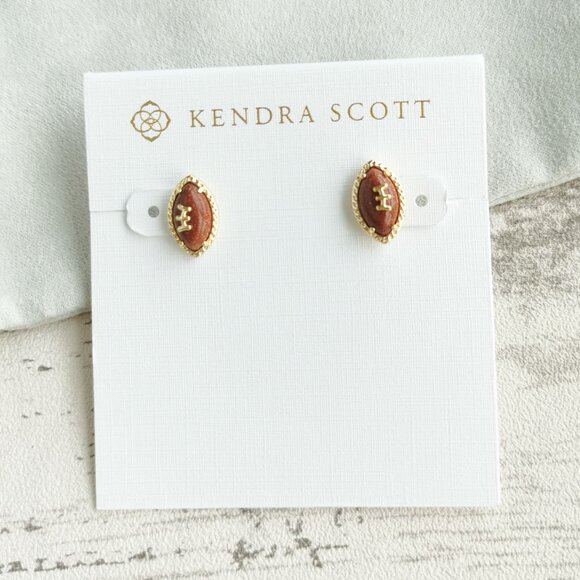 Kendra Scott Jewelry - Kendra Scott Gold Orange Goldstone Stud Earrings - Football